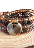 Pulsera bohemia de cuero de 5 capas, RH, piedras naturales, marrón polvoriento.